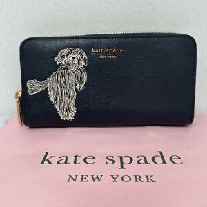 Kate Spade Navy Wallet with Dog Illustration